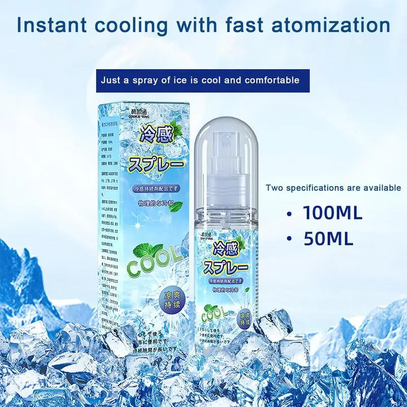 50/100ml Cooling Spray Natural Mint Mist For Quick Cool Long Lasting Body Mist Spray Summer Prevent Heatstroke Commuting/Hiking