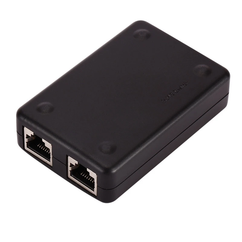Kotak Switch jaringan Hub Mini 2 Port, saklar Splitter Rj45 adaptor Internet Ethernet komputer