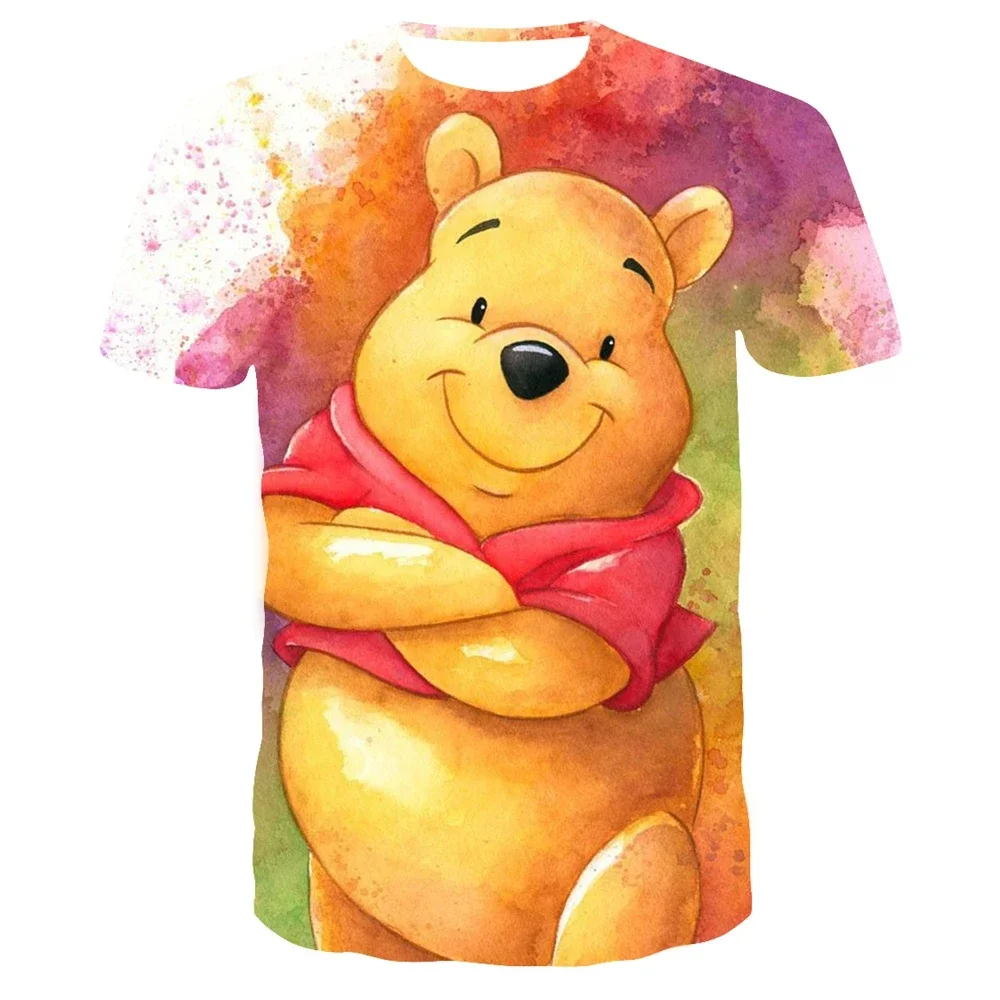 Disney Boys Girl T-shirts Winnie Pooh Men's T-shirts 3D Print Piglet Short Sleeve Tigger Men's T-shirts Oversized Men's Clothing