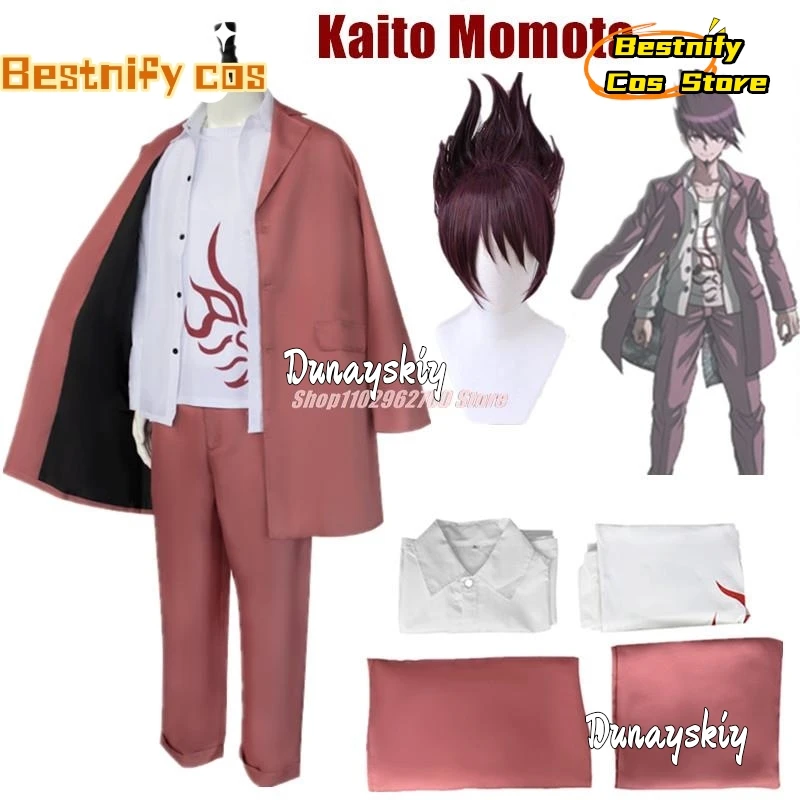 Anime Danganronpa Momota Cosplay Costumes Brick Red Tops Pants Outfit  Carnival Halloween ComiCon Uniform For Men Clok