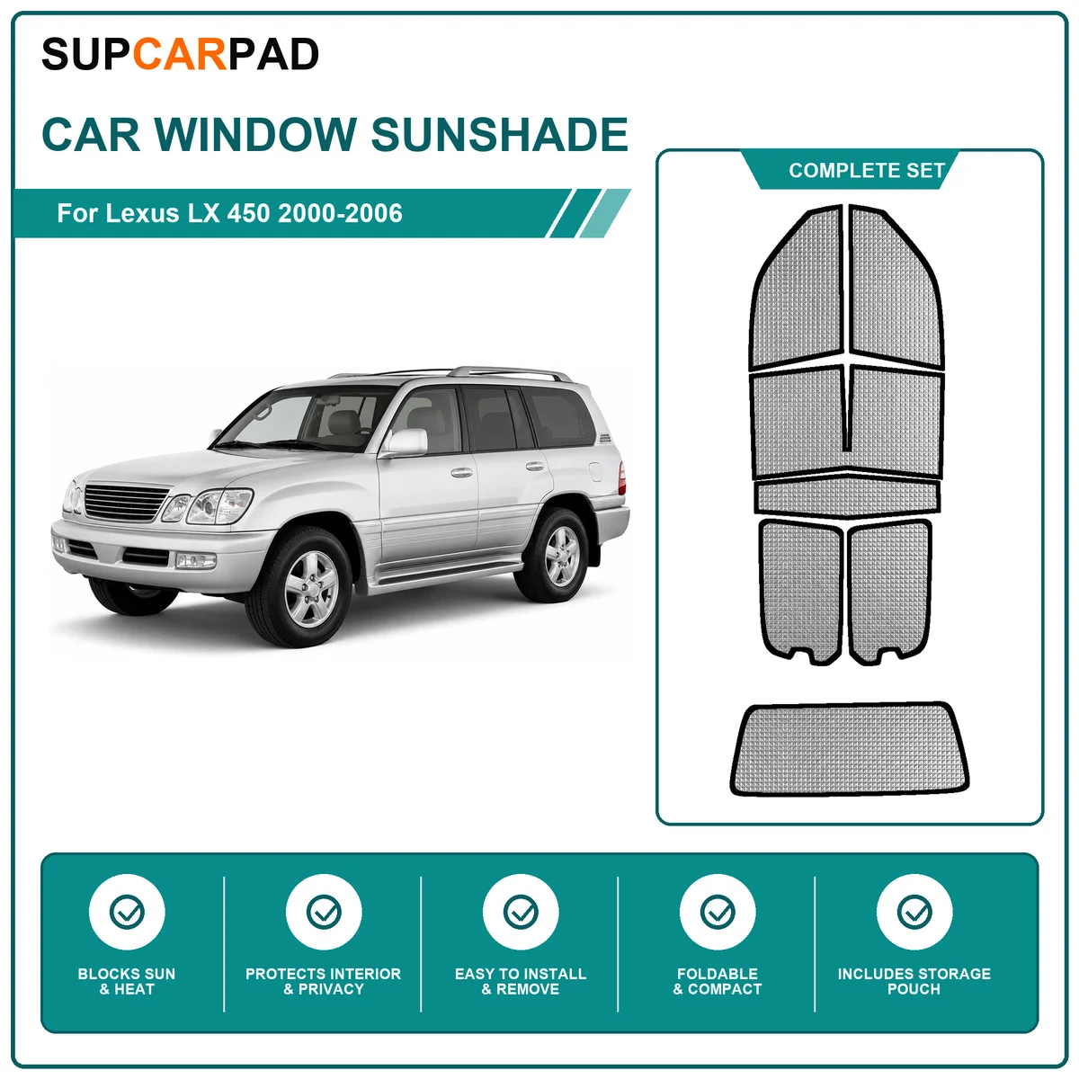 For Lexus LX 450 2000-2006 Full Set Car Window Sunshades UV Block Privacy Heat Insulated Foldable Car Curtain