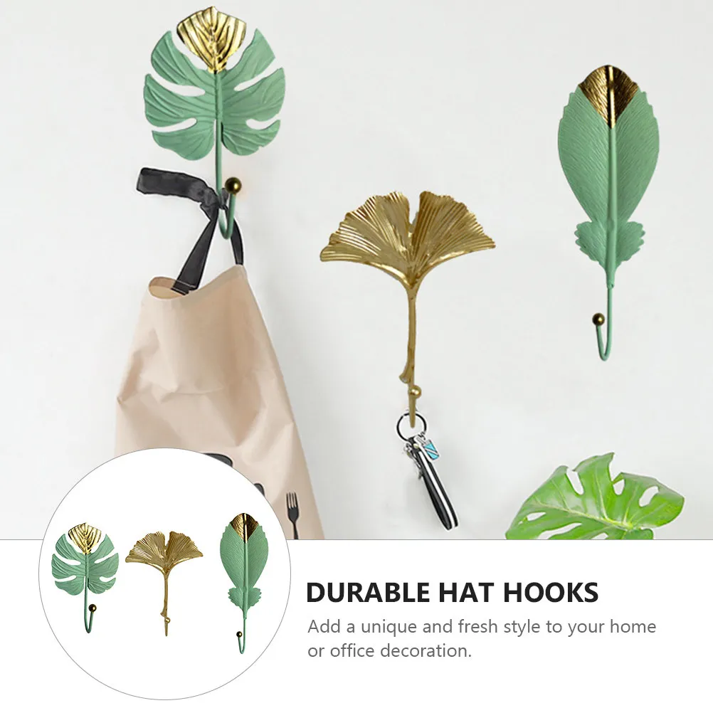3Pcs Premium Leaf Style Hooks Multipurpose Decorative Wall Hooks for Clothes Hats Scarves Masks Towels Bags Light Luxury Home - view 5