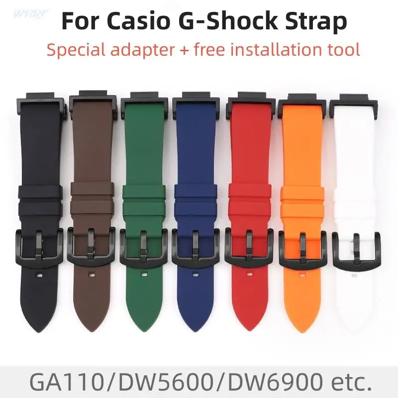 Silicone Strap For Casio Watch GA110 Adapters DW-5610 DW-6900 Bracelet Belt Convex Interface 16mm Universal G-SHOCK Band For Men