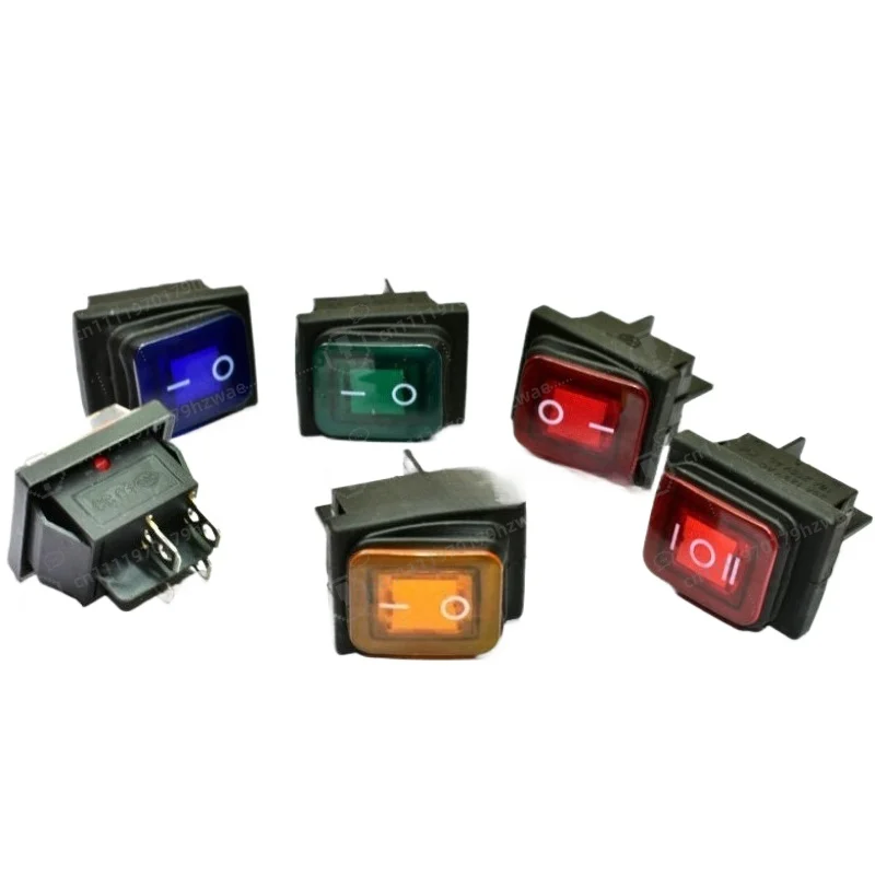 KCD4 Waterproof Rocker Switch 4 Pin 2 Position Red Illuminated 16A 250V 20A High Current Boat Switch
