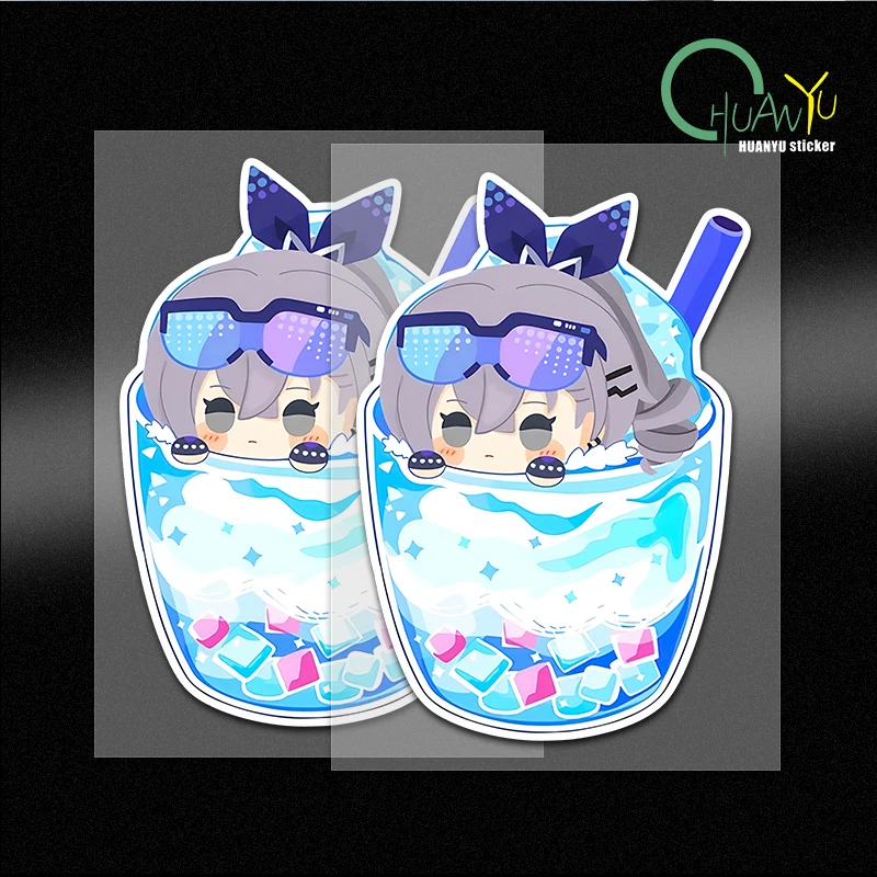 Honkai Star Rail Silver Wolf Milk Tea Cup Design Cartoon Decal Car Motorcycle Body Scratch Occlusion Decorative Sticker