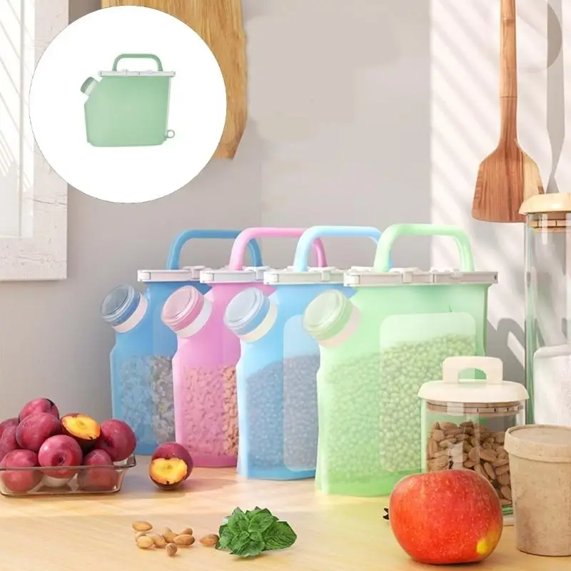 Flexible Storage Bag 1.5 L with Firm Closure and Side Pour Opening, Kitchen Container for Daily Ingredient Sorting B03E