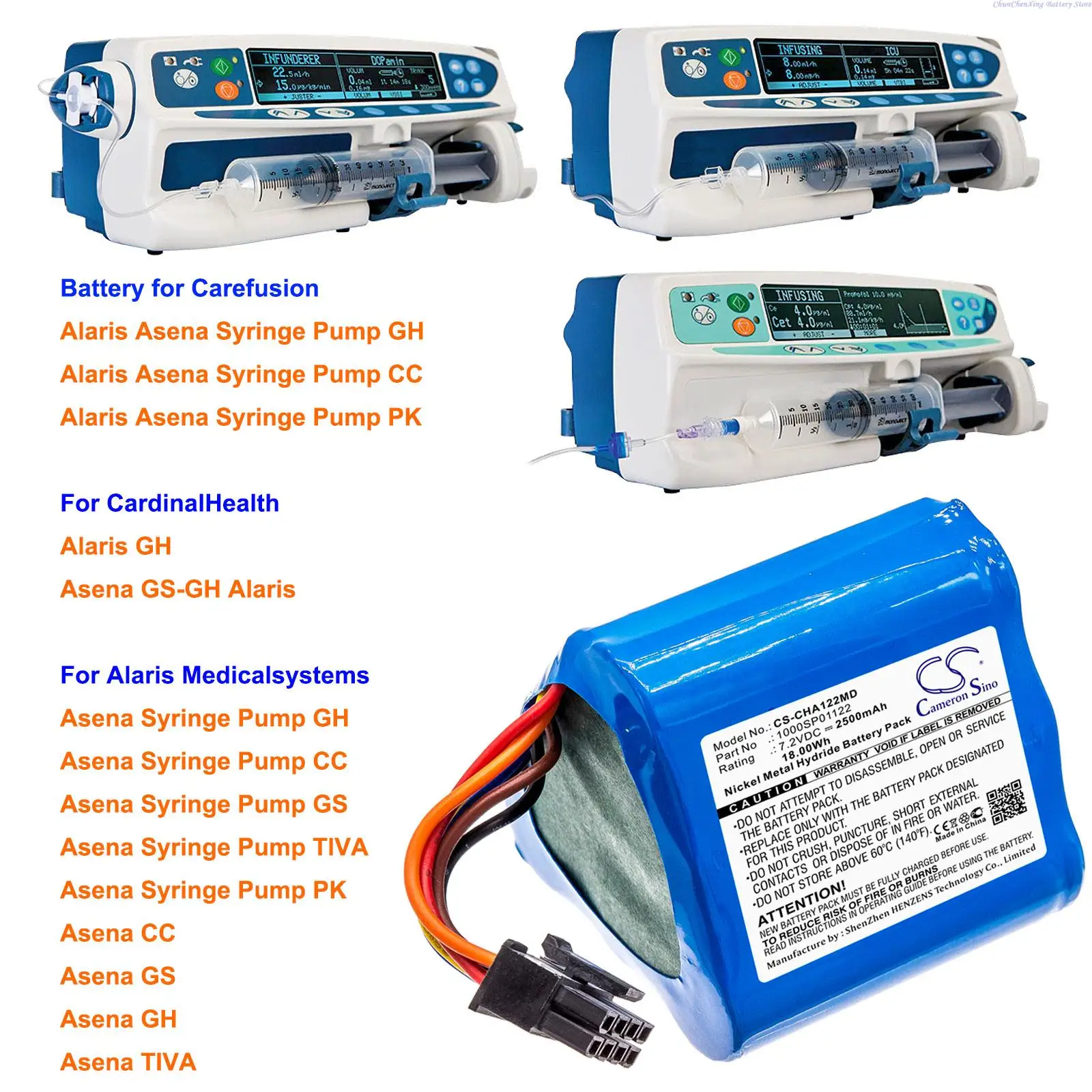 

Cameron Sino 2500mAh Battery for Alaris Medicalsystems Asena CC, Asena GH,Asena GS, Syringe Pump CC/GH/GS/PK/TIVA, TIVA