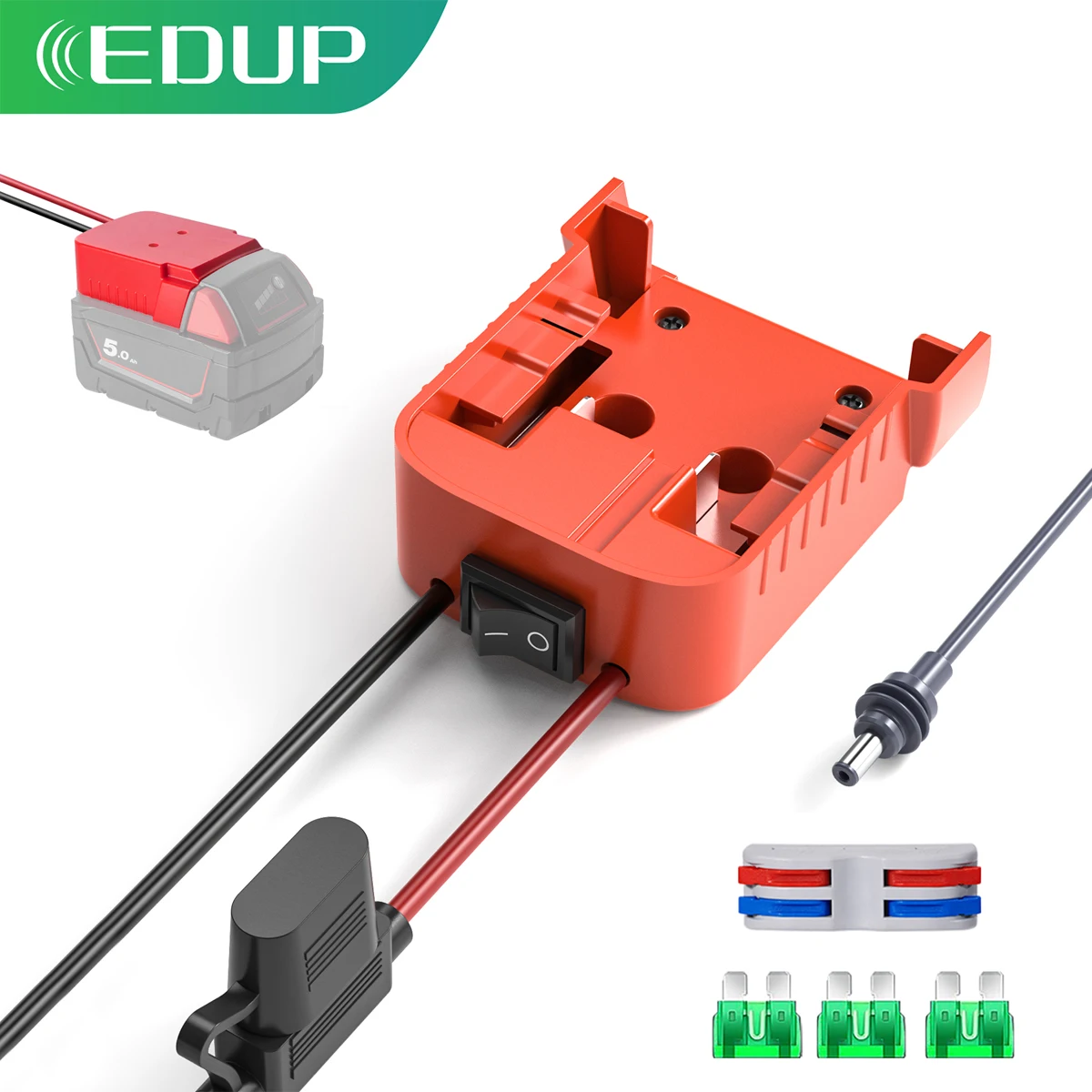 EDUP SK0108 Starlink Mini Battery Adapter for Milwaukee Battery with Fuse and Wire Terminal Compatible with Starlink Mini