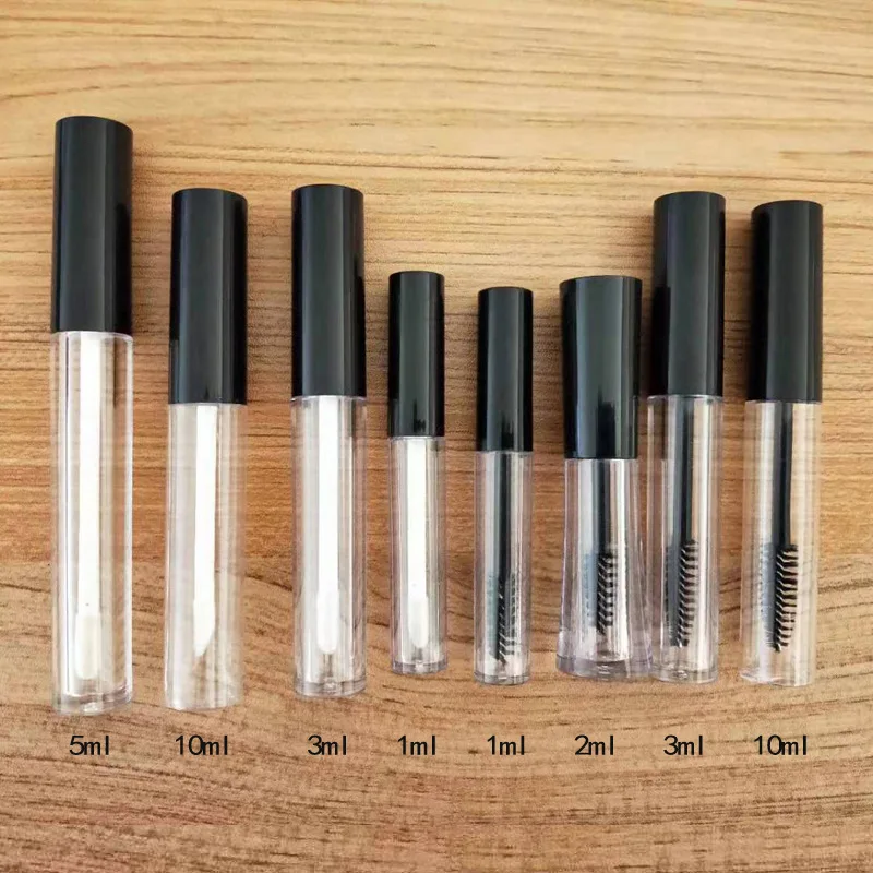 

10pcs 1ml 3ml 5ml 10ml Empty Refillable Clear Mascara Tubes Liquid Eyelash Cream Vial bottle travel Portable cosmetic containers