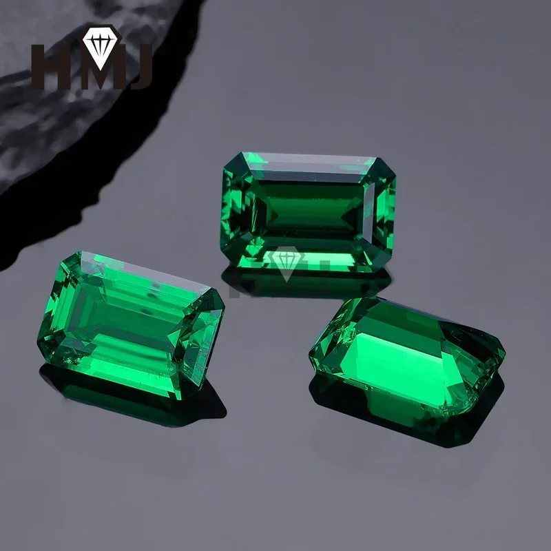 Lab Grown Columbia Emeralds Hydrothermal Emerald Cut  Hand Cutting Advanced Jewelry Making Materials with AGL Certificate