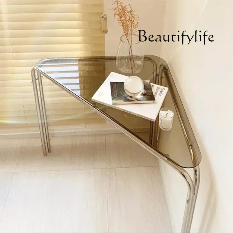 X угловой стол, простой треугольный уголок, компьютерный гальванический металлический стол для маленькой квартиры, светильник из нержавеющей стали, роскошная домашняя мебель