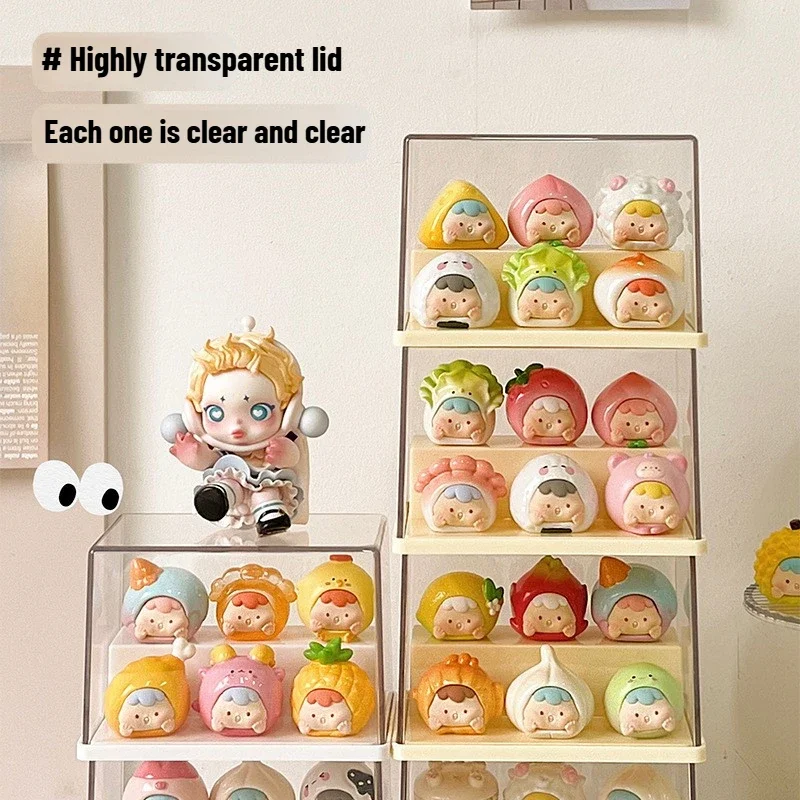 Mini Acrylic Display Case for Figure Transparent Stackable Display Box Storage Organizer for Collectibles and Blind Box Figures