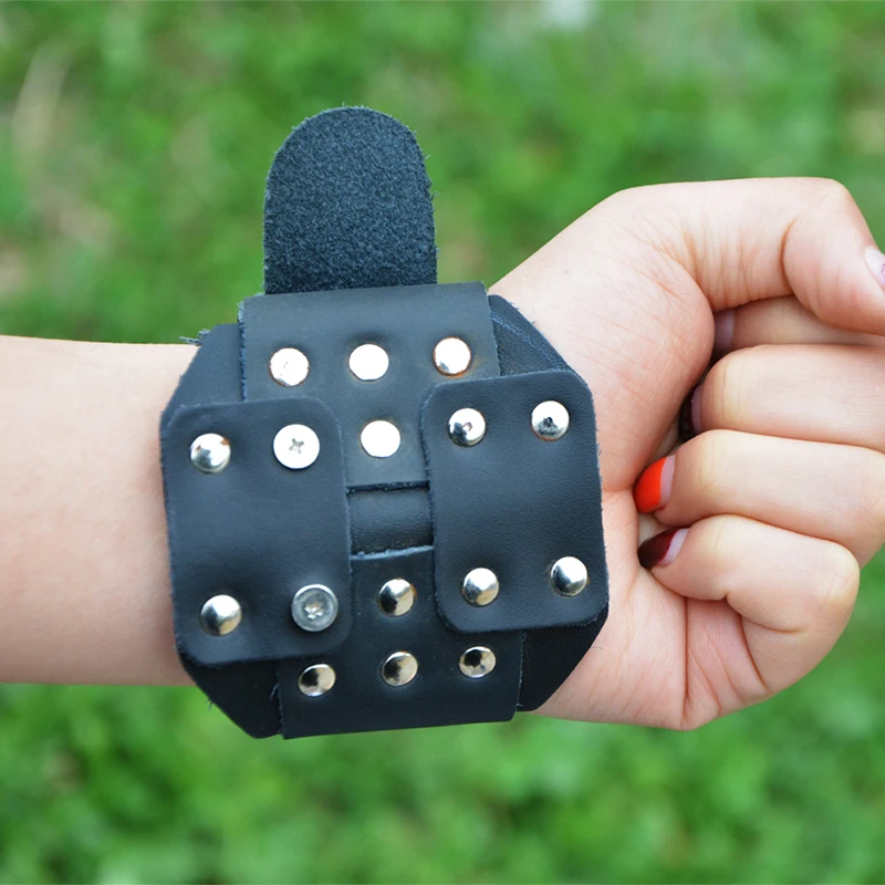 Acessórios de caça protetor de pulso de couro aba de dedo equipamento de proteção com arco recurvo composto