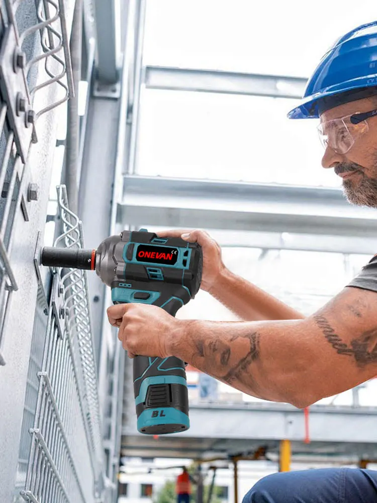 ONEVAN 500N.M borstelloze elektrische slagmoersleutel Handheld draadloze elektrische schroevendraaier Wrench Power Tool met lithium-ionbatterij - afbeelding 2