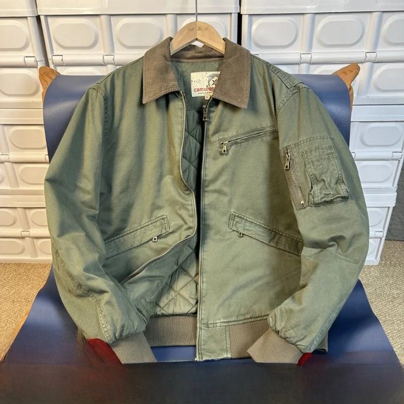 

American Style Thickened Cotton Washed Tank Jacket Outerwear for Men Warm Windproof Autumn Winter Standard Fit Fashion Urban ...