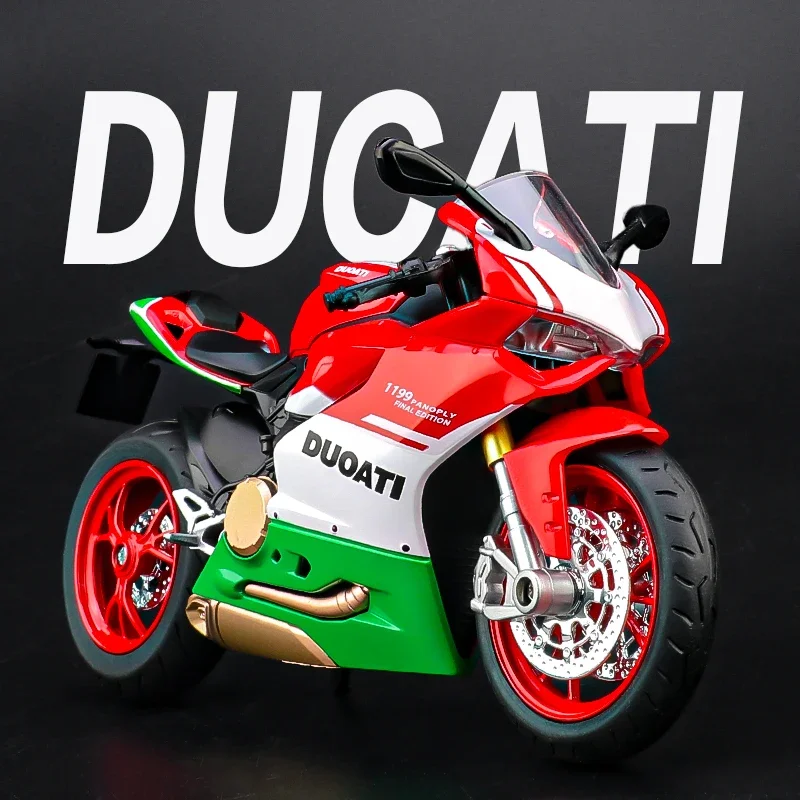 

1:12 Ducati 1199 Panigale S из сплава, литая под давлением модель мотоцикла, коллекция игрушечных транспортных средств, звук и свет, внедорожный автоцикл, игрушечный автомобиль