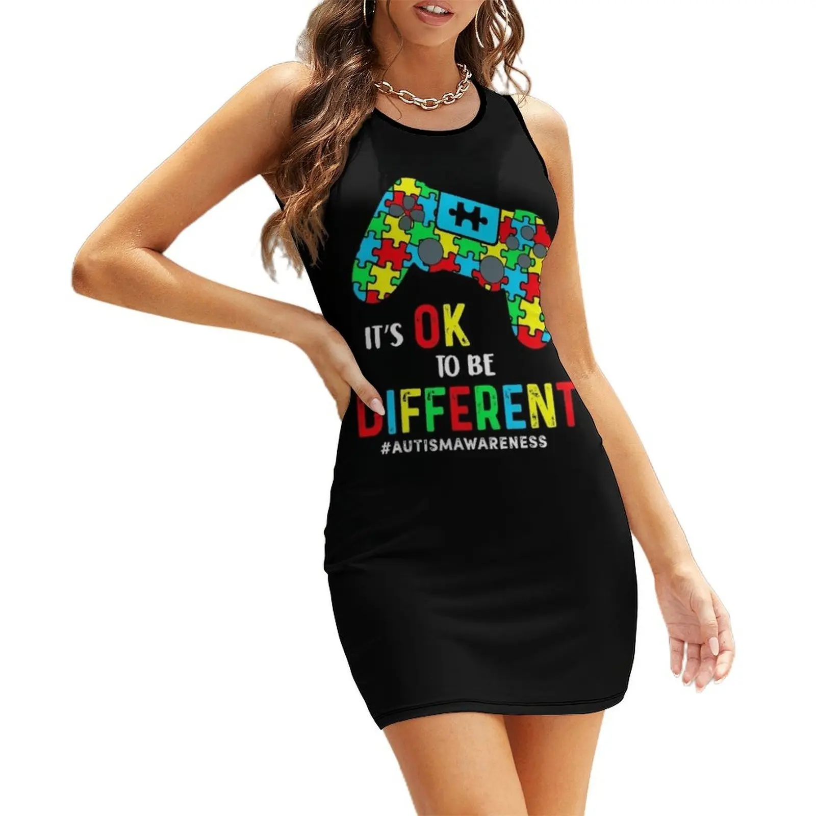 

It's Ok To Be Different Autism Awareness Autism Gift Game Autism Awareness Month Day Sleeveless Sundress