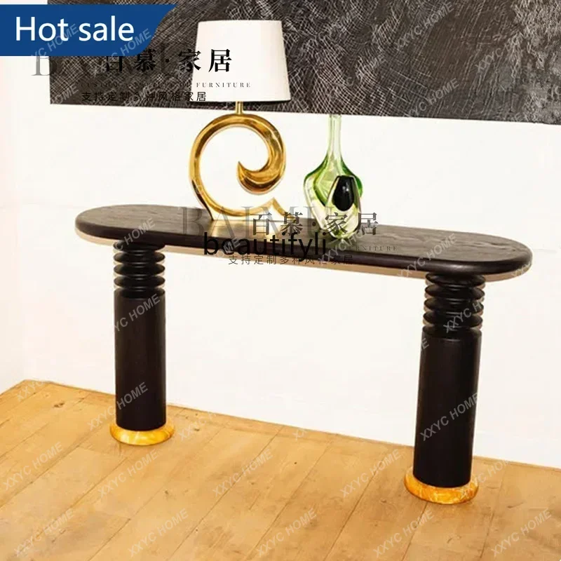 NQ52 Great discounts Medieval minimalist  creative entrance table ash wood light luxury corridor end view table