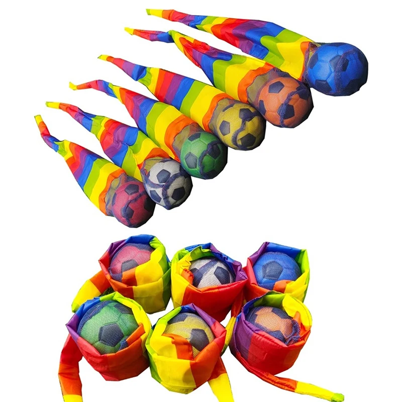 Kindergarten Hand Throwing Ball Football Rainbow Ball Fun Toy Ribbon Soft Ball Child Toy Training Physical Fitness Outdoor Props