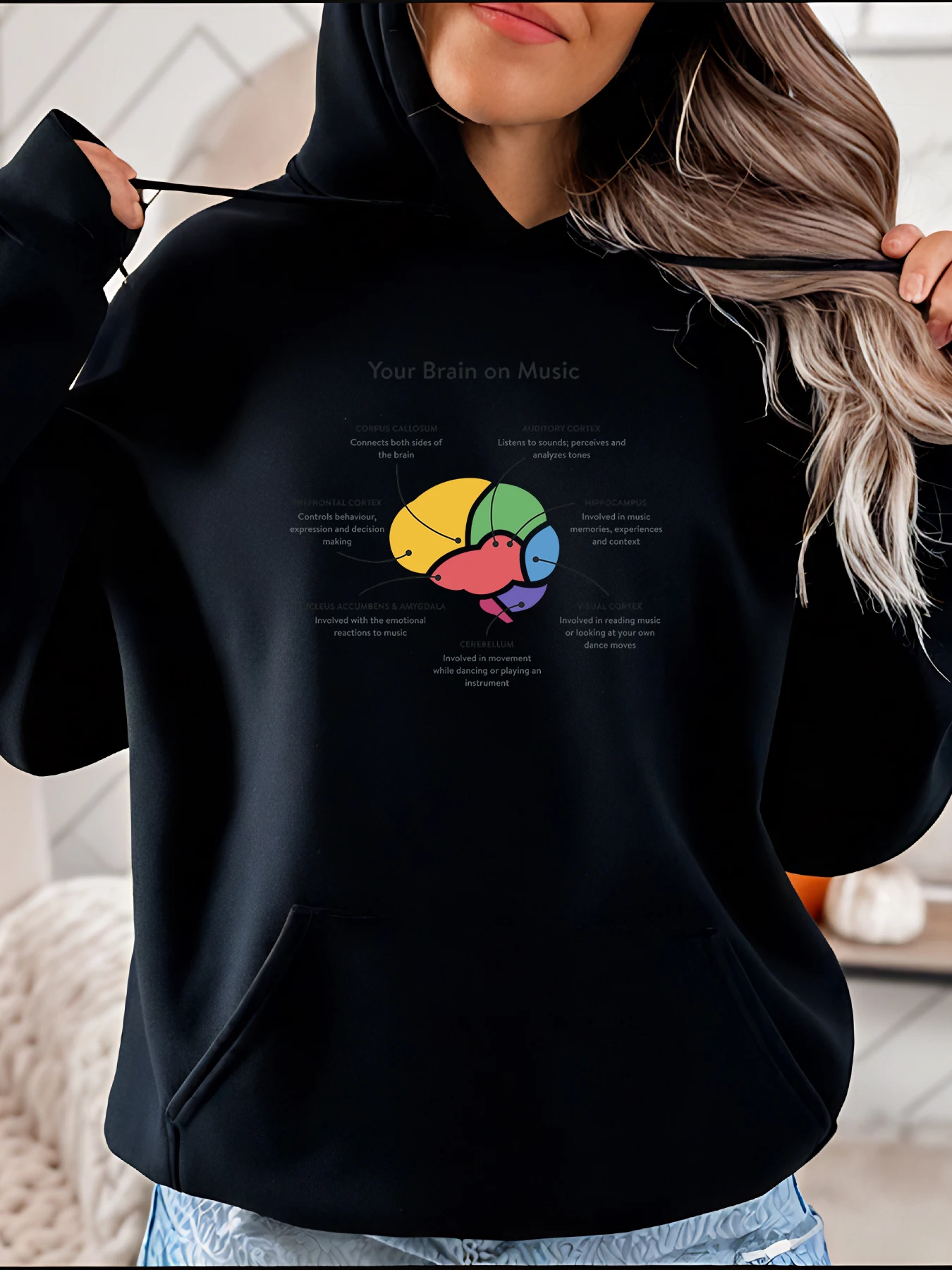 

Толстовка с музыкальной схемой мозга и графическим принтом, повседневная толстовка унисекс для любителей музыки, студентов 280