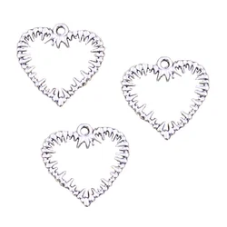 15pcs Charms Thorns Heart Bramble 24x24mm Antique Silver Color Pendants Making DIY Handmade Tibetan Finding Jewelry