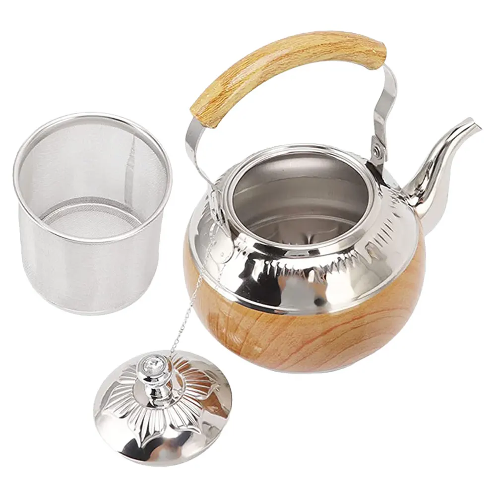 

Stainless Steel 1L Large Capacity Coffee Kettle Teapot Stainless Steel Silver Home Kitchen Thickened Modern Pitcher Decor