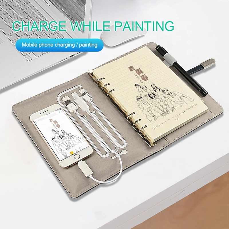 Leather Smart Notebook Paper screen synchronization Digital Ios Android Tablet Electronic Notebook With Smart Pen power bank Usb