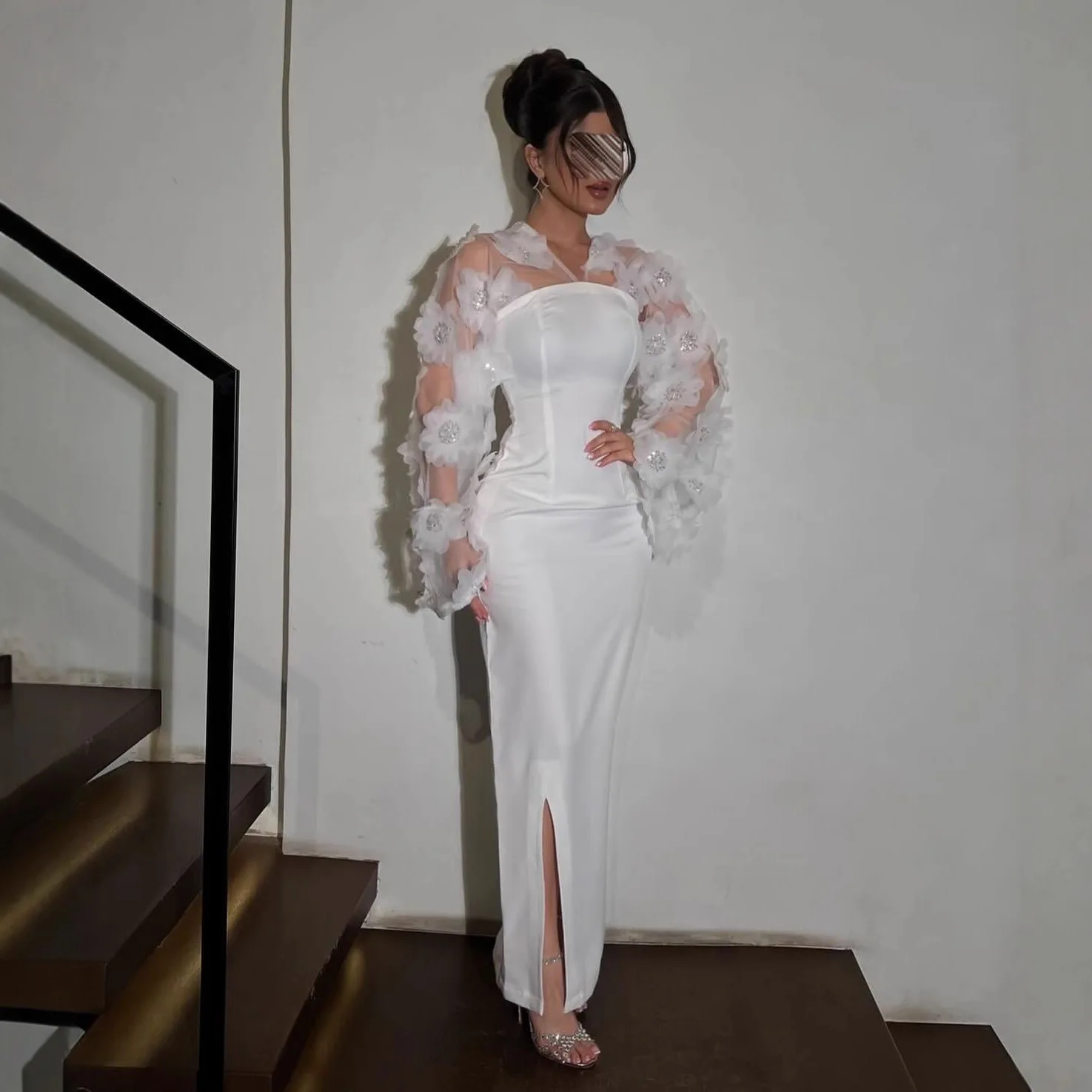 2026 outono inverno médio oriente roupas femininas sexy strass flor vestido