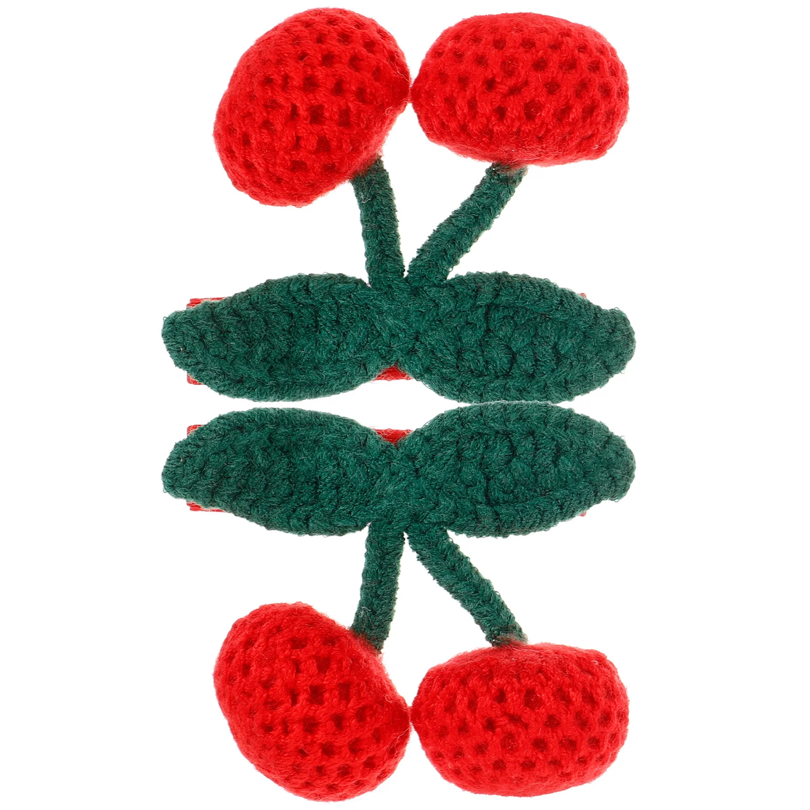 

2 Pcs Cherry Hair Clips Cute Knitted Yarn Barrettes for Little Girl Safe Comfortable Reusable Hair Accessories