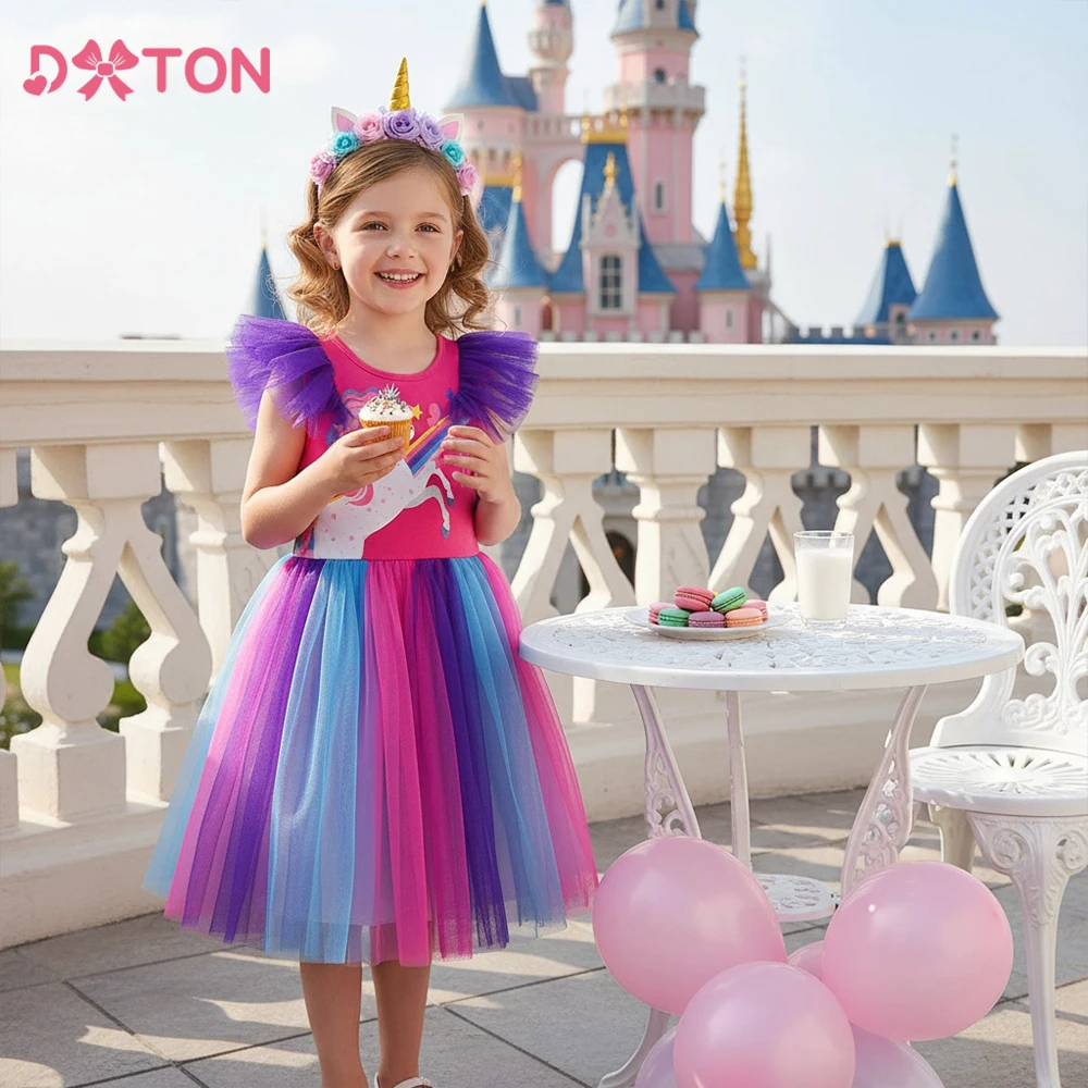 DXTON Sommer Prinzessin Tutu Kleid Familie Sammeln Kinder Kleid Kleidung Rose Rot Mesh Bunte Kinder Kleid Niedlichen Cartoon Kostüm