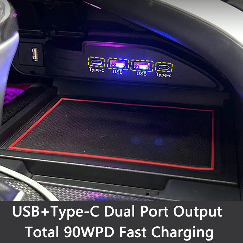 QHCP Car Expansion Dock Cigarette Lighter Fast Charging Docking Station USB Type-C Port Fits For Toyota Camry 18-23 Avalon 19-23