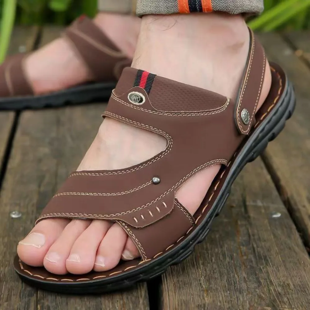 

Fashion Open Toe Slides Sandals Men Thick Soled Anti Slip Ankle Buckles Slippers Beachwear Shoes Male Platform Slippers Boys