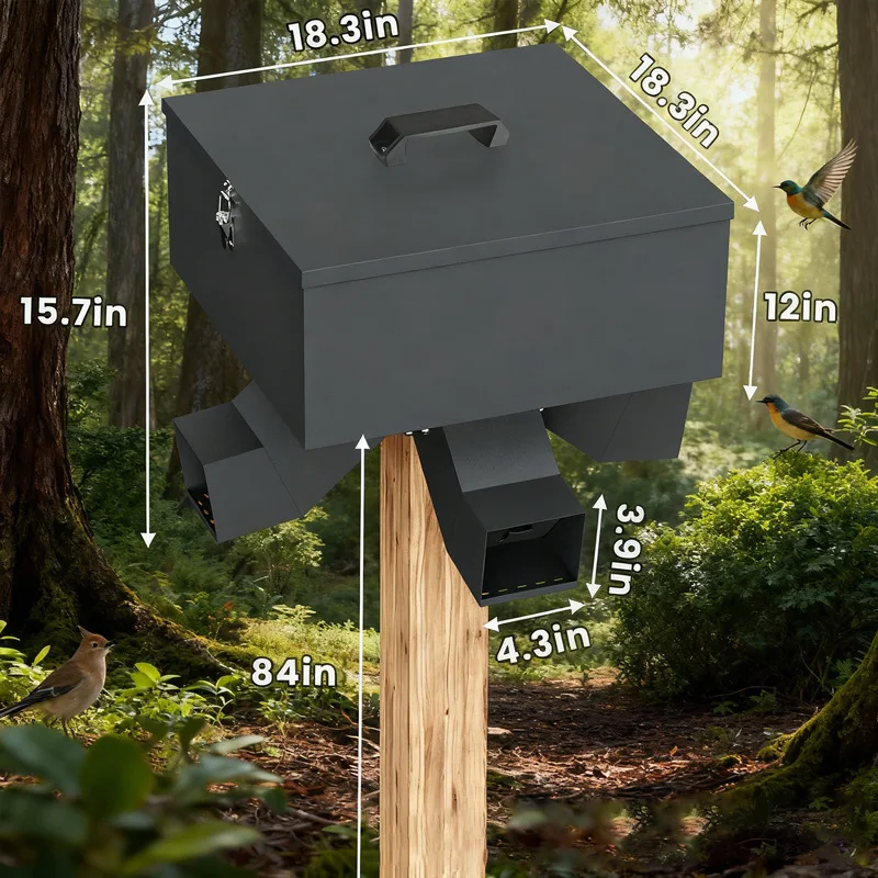 Gravity Deer Feeder, Outdoor Automatic Feeder, portable with four feeding mouths, rainproof and bite-proof, 80 pounds