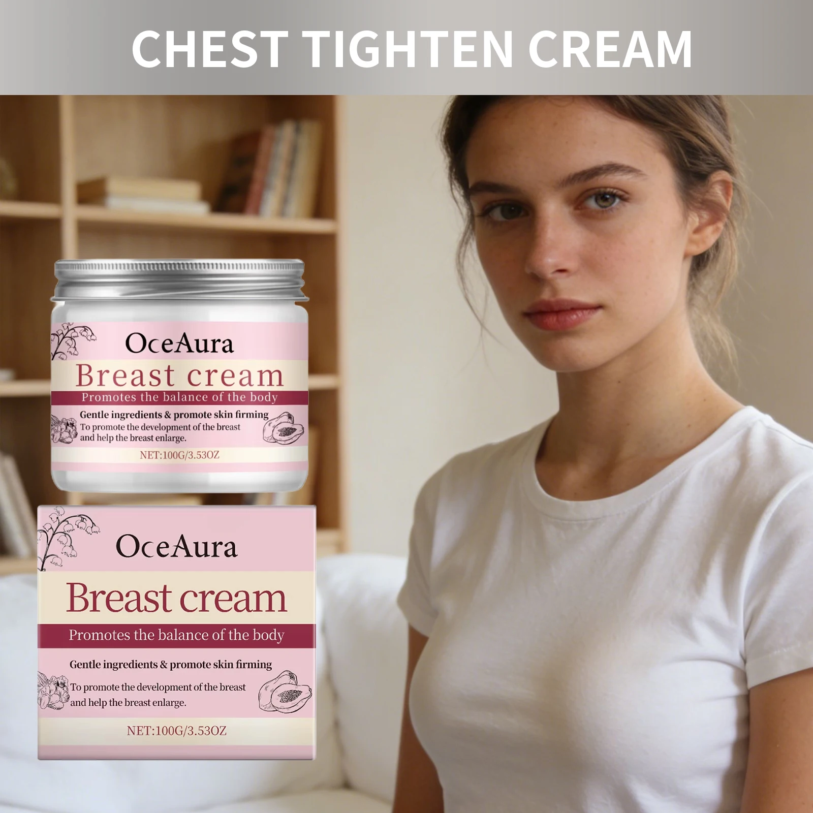 OCEAURA Papaya Breast Cream Improve Sagging Quick Absorpte Lift Firm Promote Growth Supplement Nutrition Sexy Plump Breast Cream