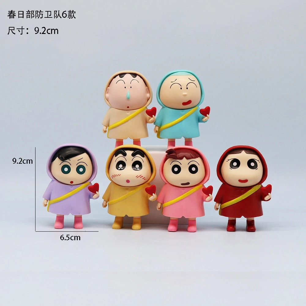 6 teile/satz Anime Crayon Shin-chan Regenmantel version Stehende hut Action Figure PVC Modell Spielzeug puppe Schreibtisch Dekor sammlung Geschenke