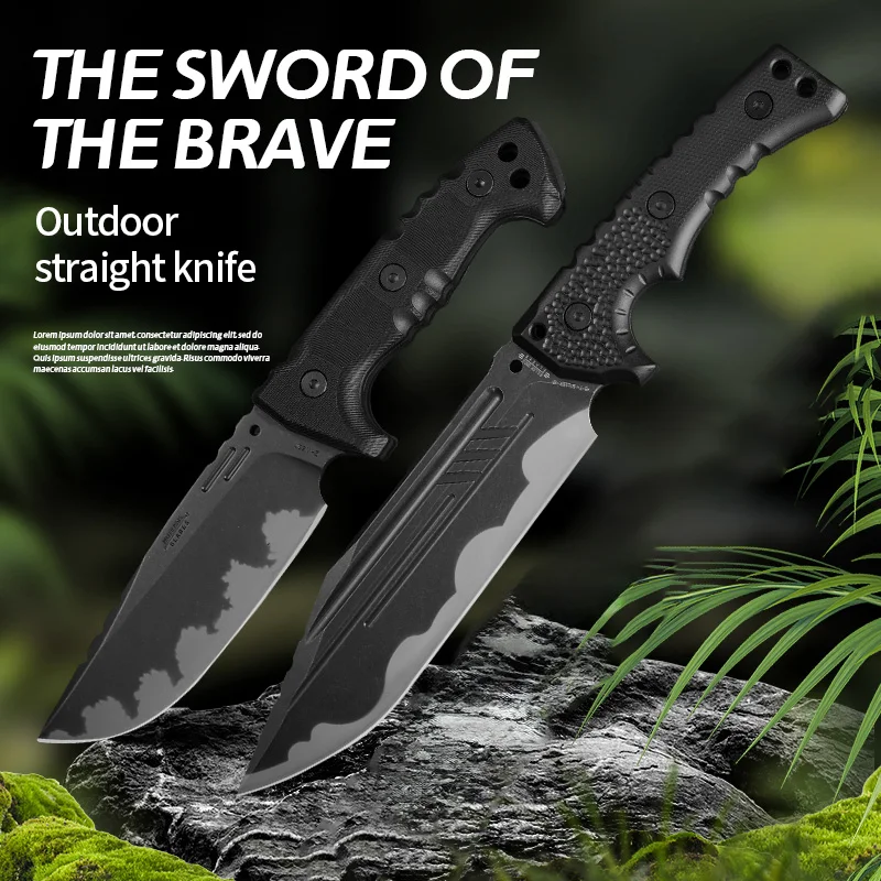 1pc Outdoor High Hardness Military Tactical Knife, Self-Defense, Wilderness Survival Knife, Field Multi-purpose Cutting Knife