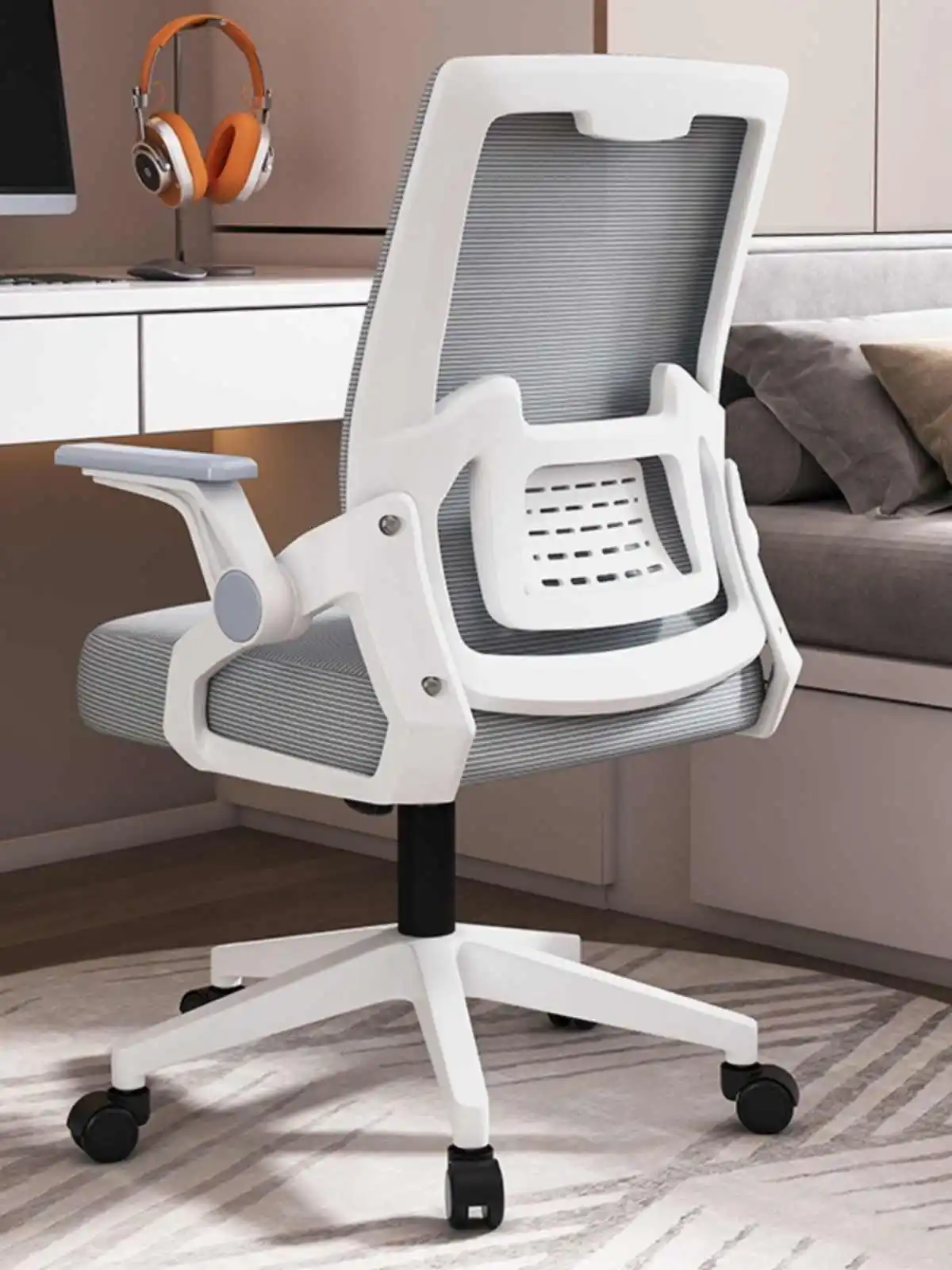 #Ergonomic Office Chair Revolving Modern Mesh Executive Swivel Chair Adjustable Headrest Fabric PU Metal Plastic Massage Home