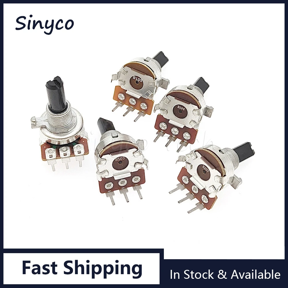 1PCS 161 Type Single Potentiometer B5K B10K B20K B50K B100K Vertical 3Pins Shaft Length 20mm Volume Adjustment Potentiometers