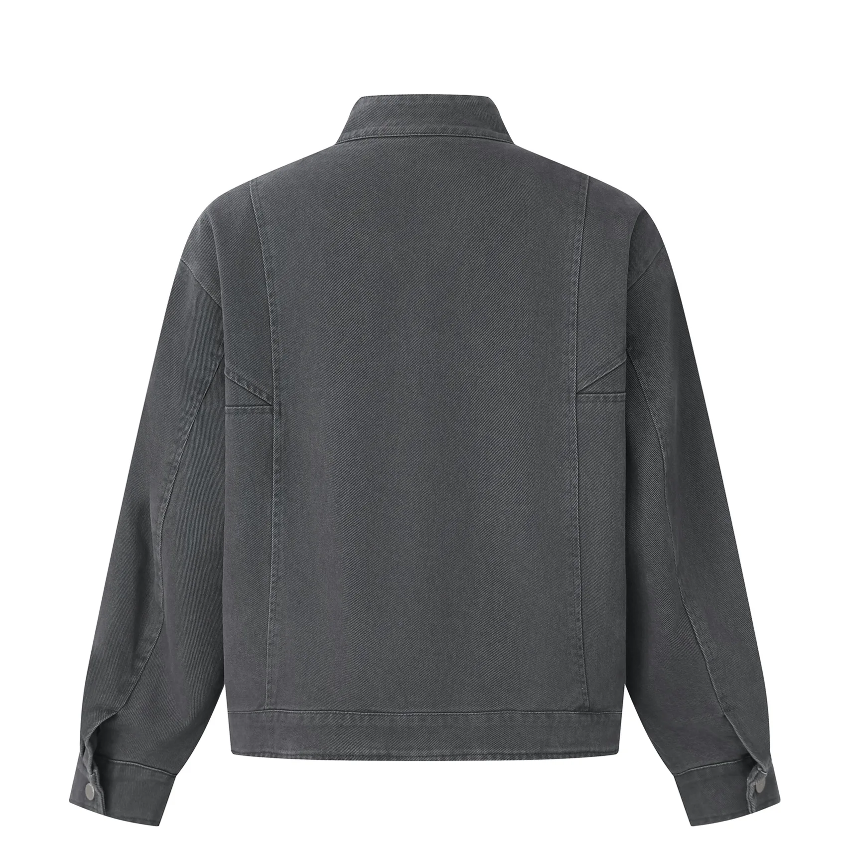 American Vintage Boxy Cropped Deconstructed Patchwork Work Jacket 100% Cotton Unisex Loose-Fit Washed Distressed Jacket