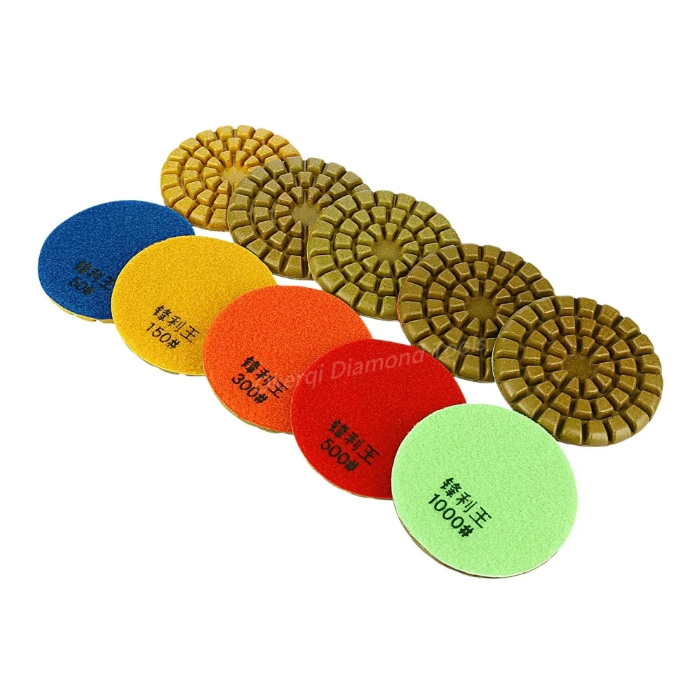 5-teiliges Set 4 Zoll 100mm Bodenpolierpads für Betonboden und Marmor, Dicke 10mm, Nass-Schleifscheiben zum Polieren von Stein – Detail 8