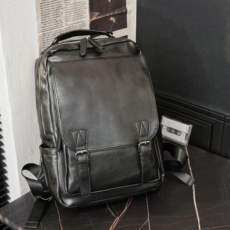 

Fashion Design Men's Backpack High Quality USB Backpack Handbag Large Capacity Travel Backpacks Male PU Leather Laptop Bags