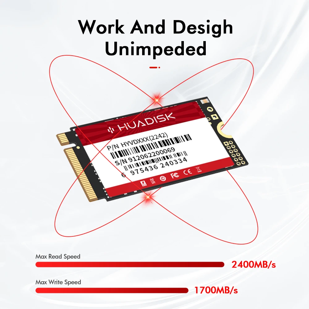 HUADISK NVMe M.2 SSD 2242 PCIe Gen3.0 TLC128GB 256GB 512GB 1TB Internal Solid State Disk For Laptop Desktop