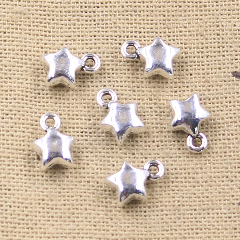 50 Stück Charms Fat Star 9x7x4mm Tibetsilber Farbe Anhänger Antik Schmuckherstellung DIY Handarbeit Handwerk