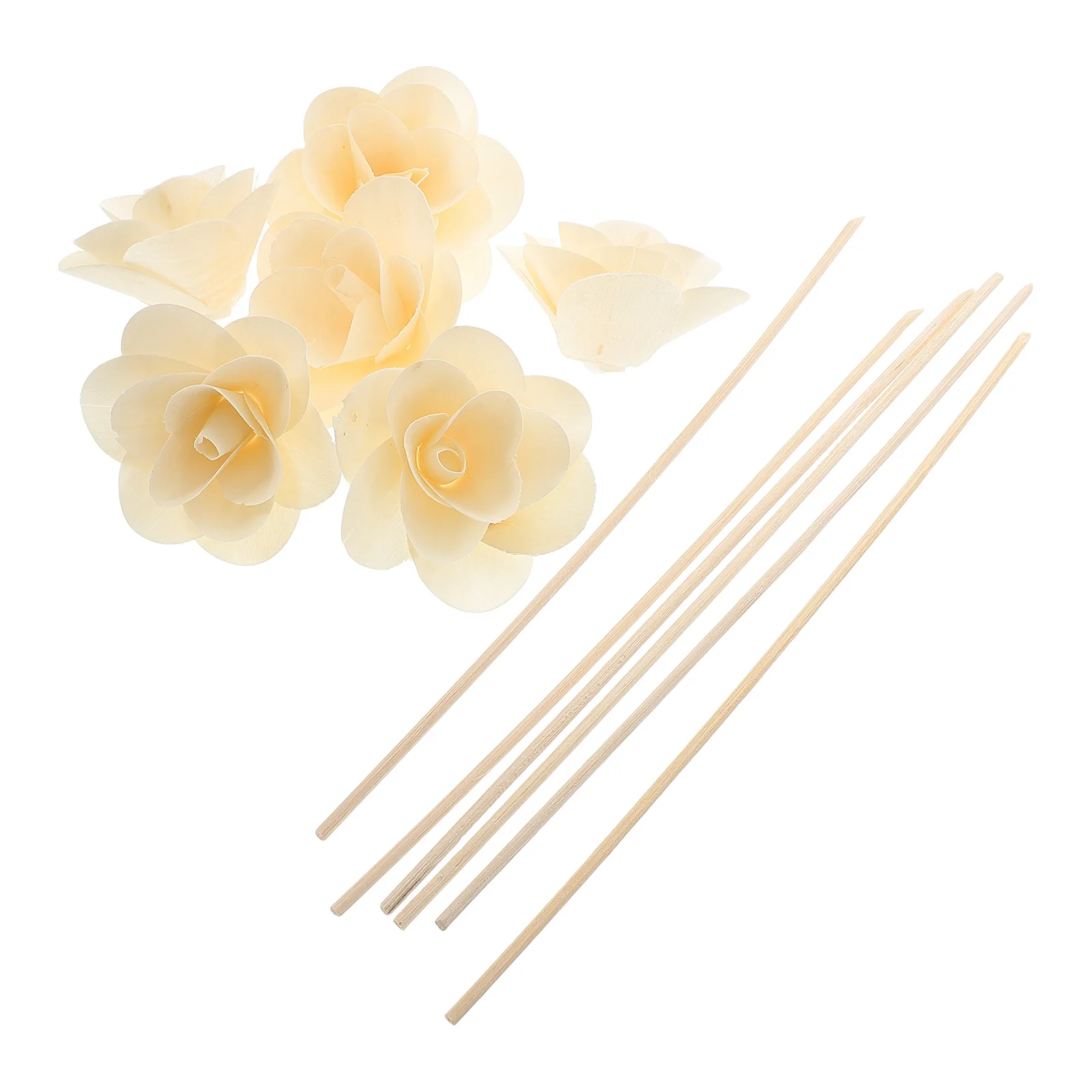 

6Pcs Flower Diffuser Sticks Beige Artificial Flowers Essential Oil Aroma Diffuser Sticks Replacement Refill Home Office