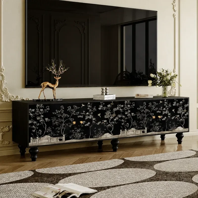 Retro Solid Wood TV Cabinet Bedroom Bedside Decorative Storage Cabinet Living Room Integrated Locker