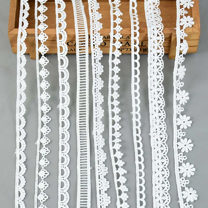 

5 Yards White Lace Milk Silk Water Soluble Embroidery Lace Ribbon Trim Fabric For Sewing Apparel Accessories Handmade DIY Crafts