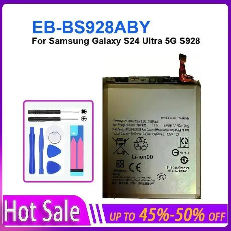 Mobile Phone Battery For Samsung Galaxy S23 S24 S25 Plus Ultra FE 5G S926 S928 S9310 SM-S916B/DS S25+ S24+ S23+ Bateria + NO