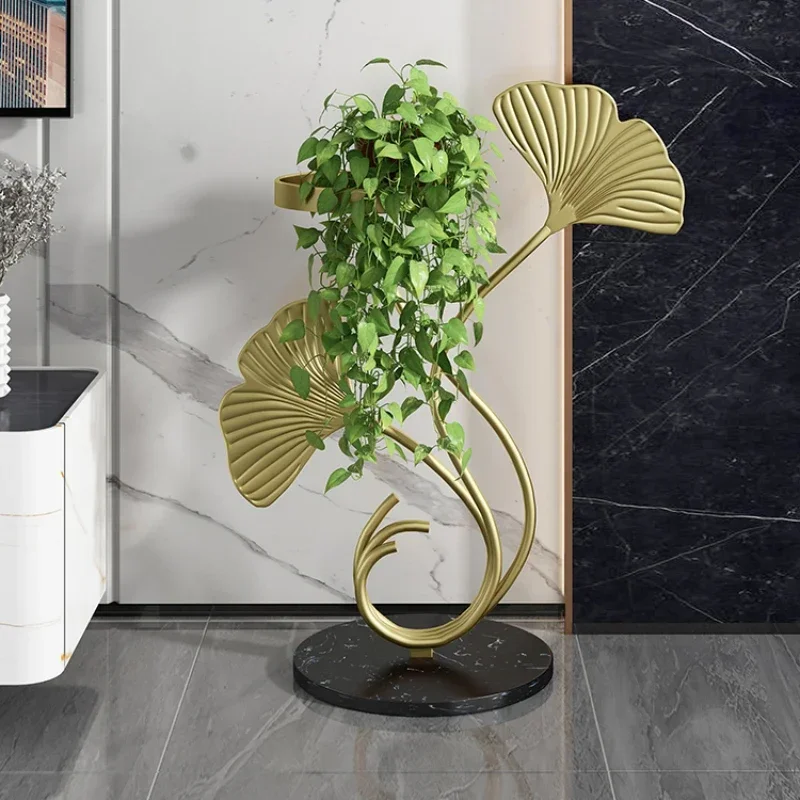 Creative Marble Plant Stand Ginkgo Design High Tray Flower Shelves Versatile Indoor Gardening Display for Modern Homes