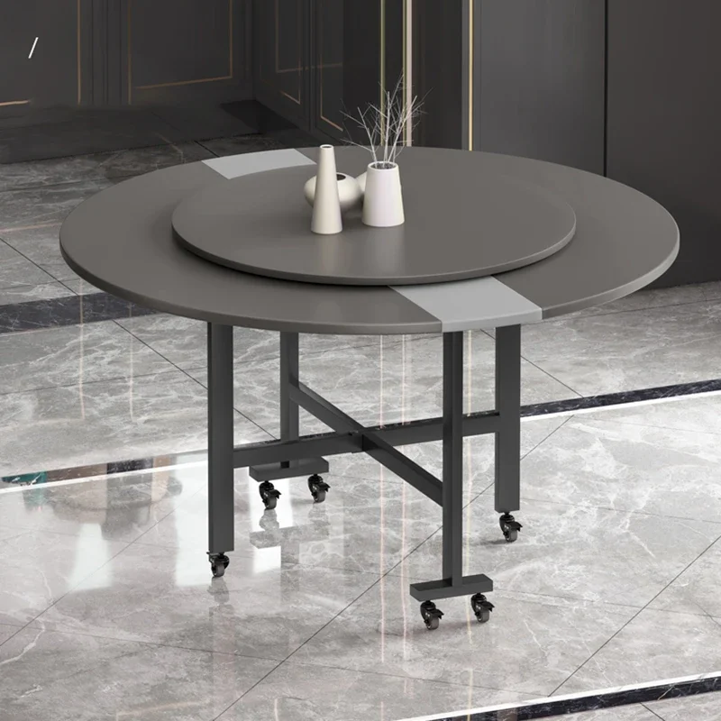 Round Table Wash Ceramic Dining Extendable Mid-century Sliding Craft Modern Kitchen Plastic Folding Dinning Tables Sets Luxury image 2