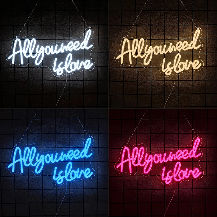 All You Need is Love Neon Sign for Wedding Wall Decor LED Light Signs for Bedroom Home Art Anniversary Valentines Day Gift